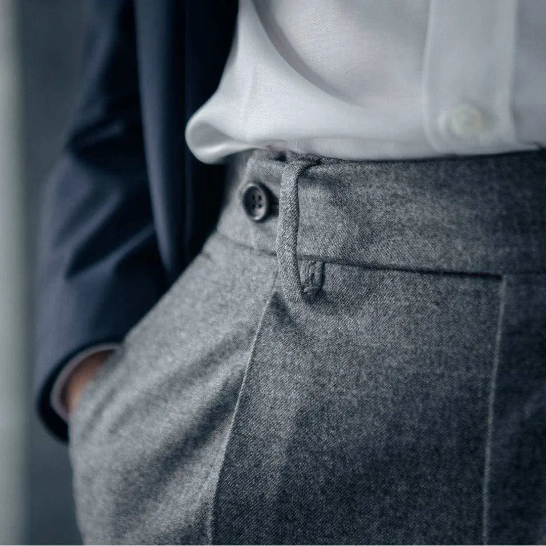 Pleated flannel trousers hotsell