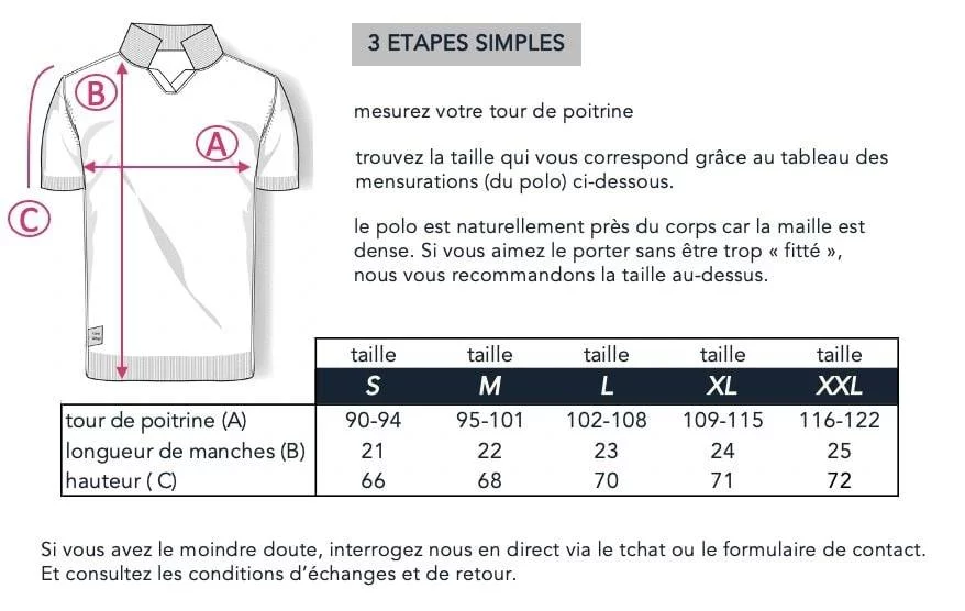 guide des tailles polo