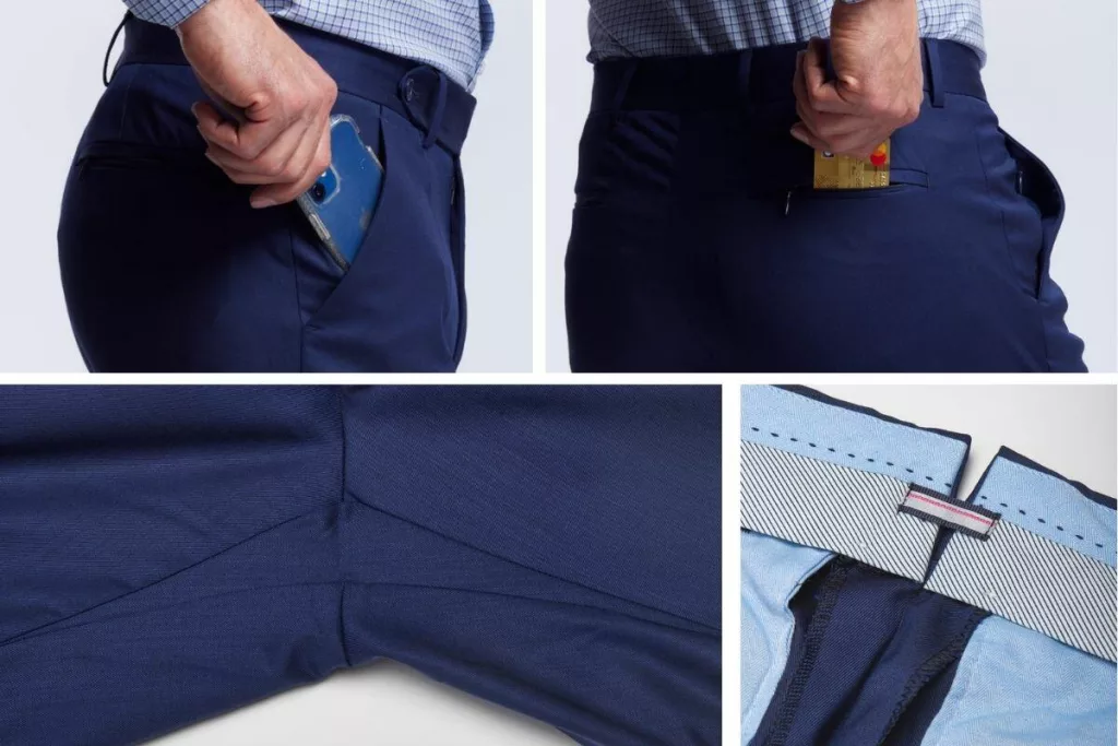 pantalon laine sèche bleu Wolbe Gaston